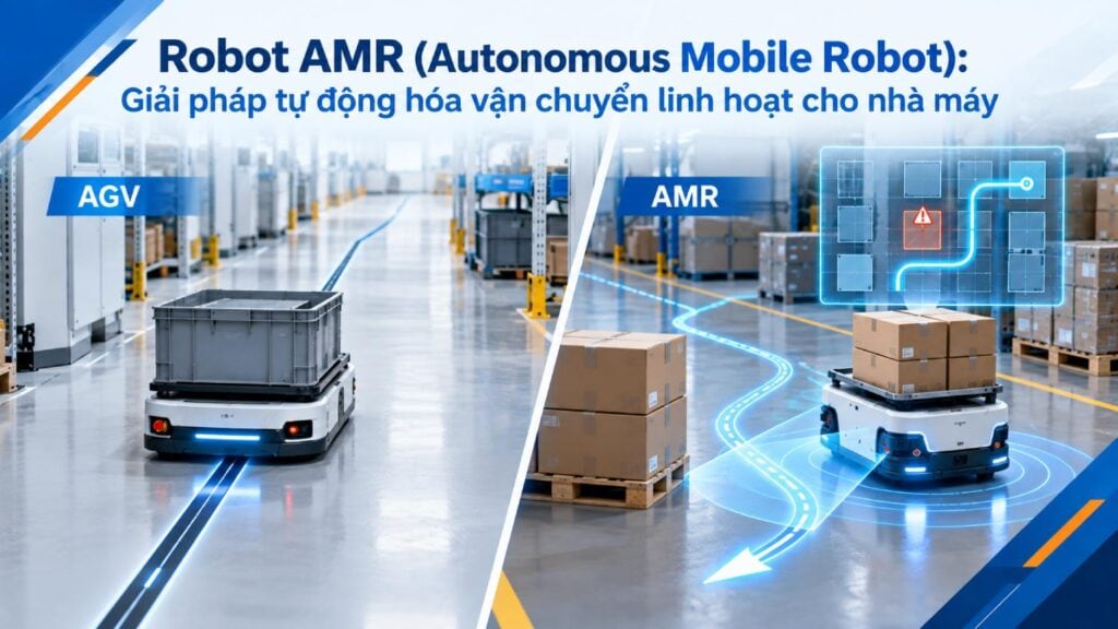 Robot AMR là gì? Ứng dụng Autonomous Mobile Robot trong nhà máy 2 AGV và AMR