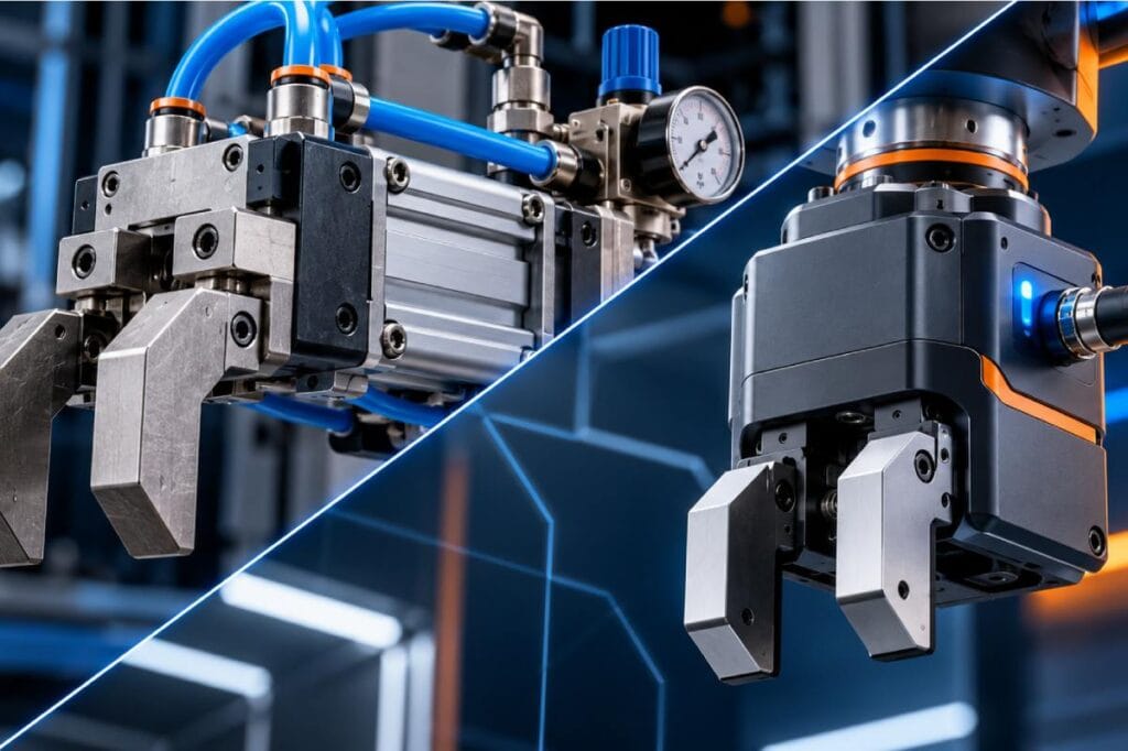 Electric Gripper: So sánh tay kẹp điện và tay kẹp khí nén 2 So sánh: Tay kẹp điện và Tay kẹp khí nén