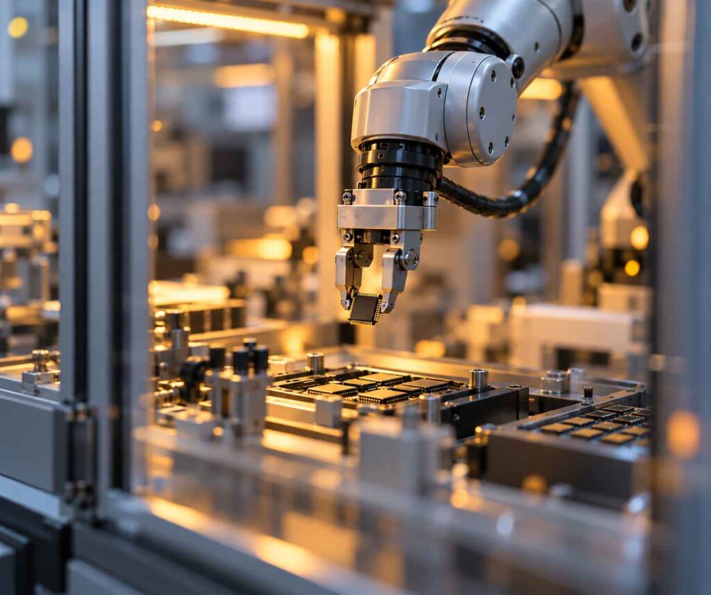Robot cho không gian nhỏ: Giải phóng giới hạn diện tích trong tự động hóa 1 robot tai nhe gap linh kien trong buong gia cong kin auto draft Robot cho không gian nhỏ: Giải phóng giới hạn diện tích trong tự động hóa